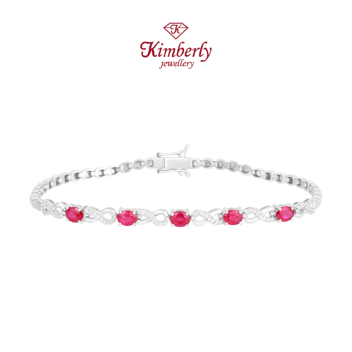 Gelang Rantai Berlian Batu Ruby Burma KBE1278378 - Kimberly Jewellery