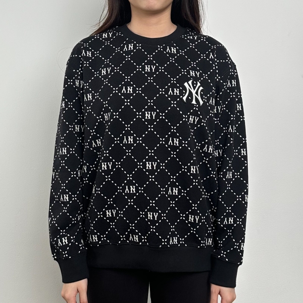 Sweater MLB NY MONOGRAM SS24 WHITE BLACK SWEATSHIRT 100% ORIGINAL