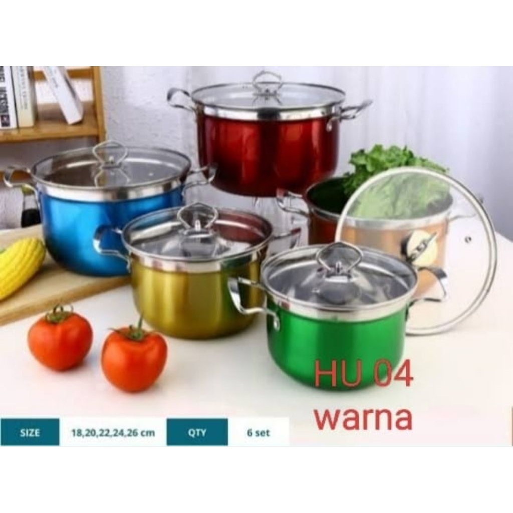 PANCI SET WARNA WARNI SUSUN 4 UKURAN 18,20,22,24,26CM