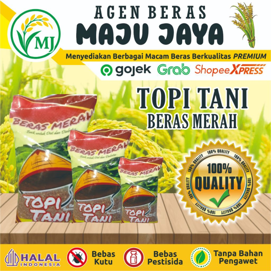 BERAS MERAH TOPI TANI ORGANIK