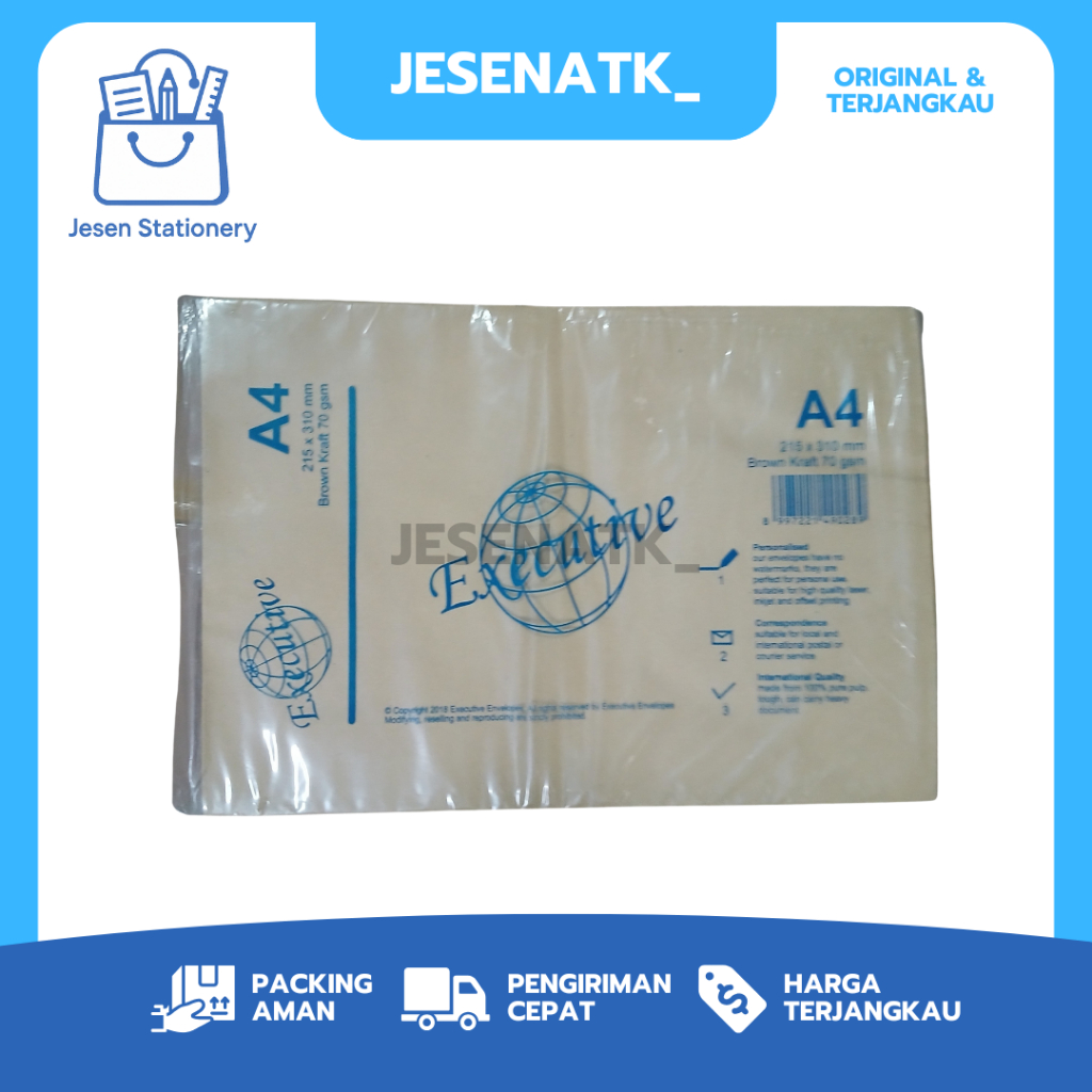Amplop Coklat Executive A4 Folio – Amplop Dokumen / Surat Kertas Tebal [ Harga 1 Pack ]