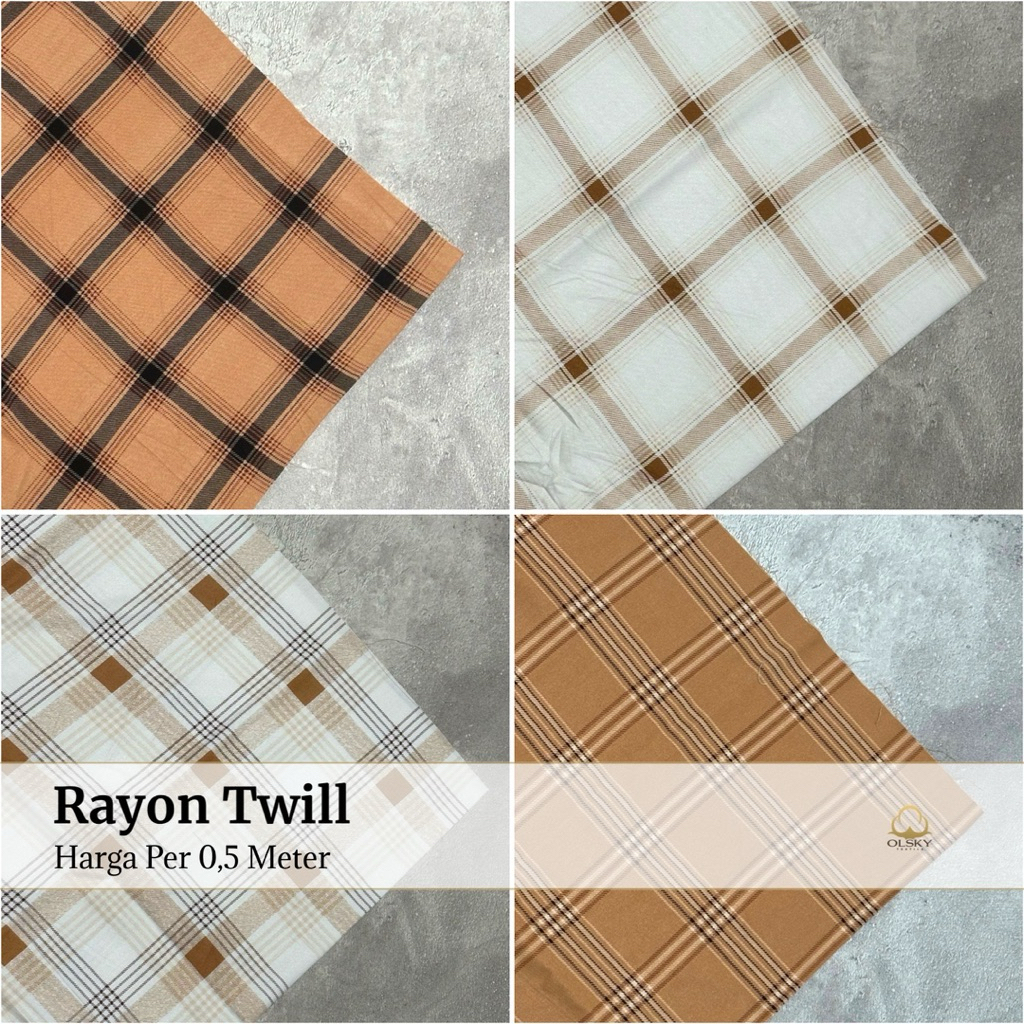 Kain Rayon Twill Motif Kotak ZF 02