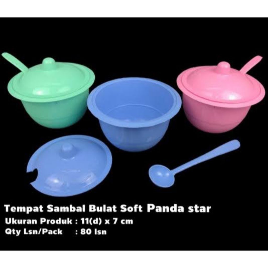 Tempat Wadah  Sambel Set Sendok Tutup Plastik Murah