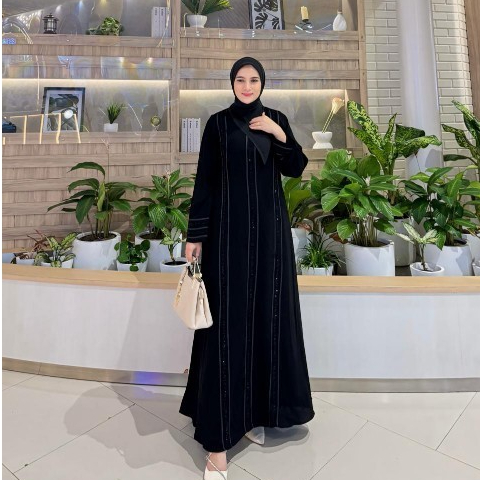 Long Dress Abaya Hitam Adiba Tersedia Ukuran Jumbo LD 120 l Gamis Hitam l Gamis Umroh l Gamis Terbar
