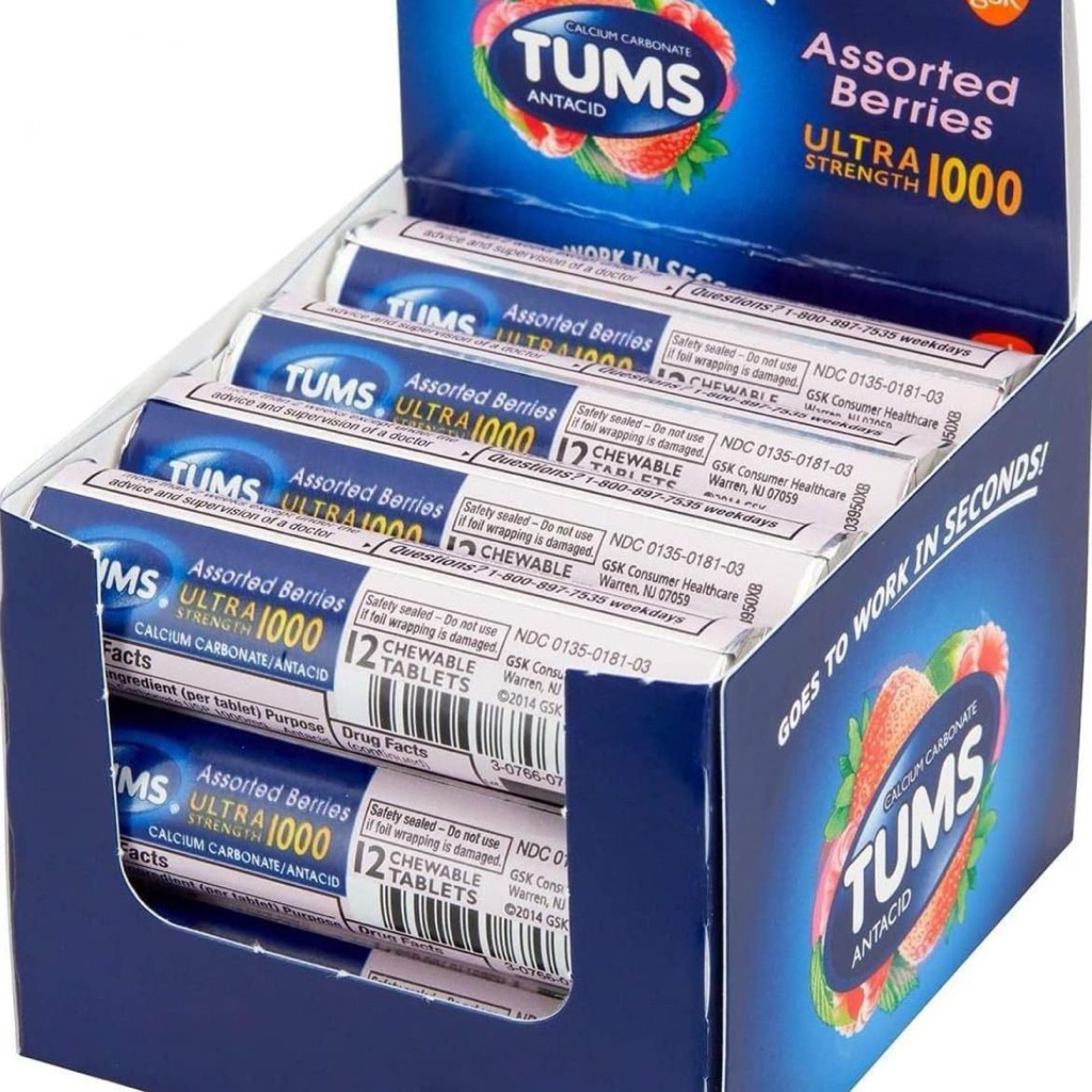 Tums Roll Ultra Strength 1000, untuk maag, asam lambung