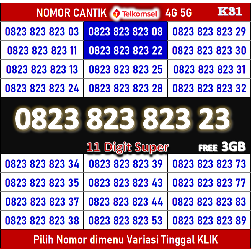 Kartu Perdana Simpati Unik - 11 Digit New Cover 4G/5G ( K31 )
