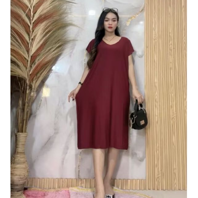DASTER MIDI POLOS DRESS DASTER MIDI POLOS SPANDEK MELAR / DRESS PANTAI / DASTER SANTAI Nyaman POLOS 