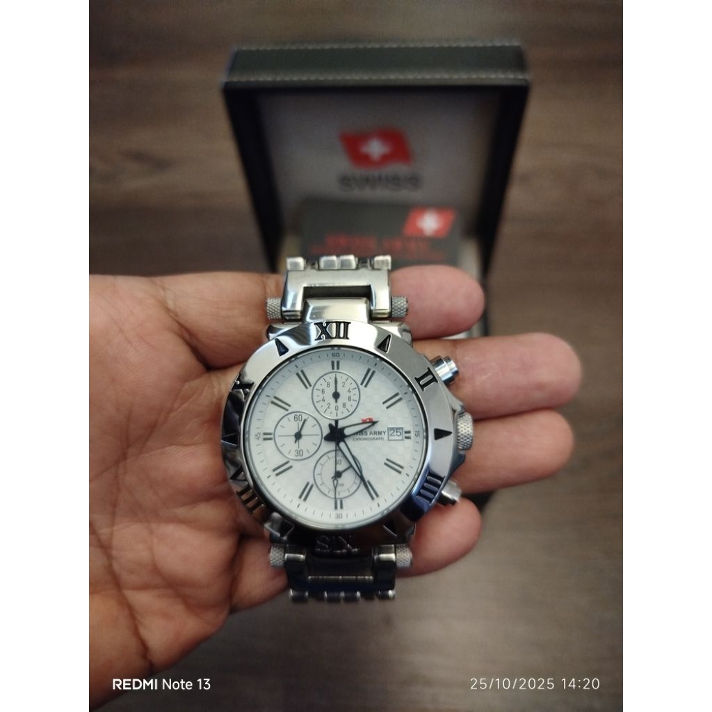 Jam Swiss Chronograph All Stainless Steel Original Second Bekas Fullset