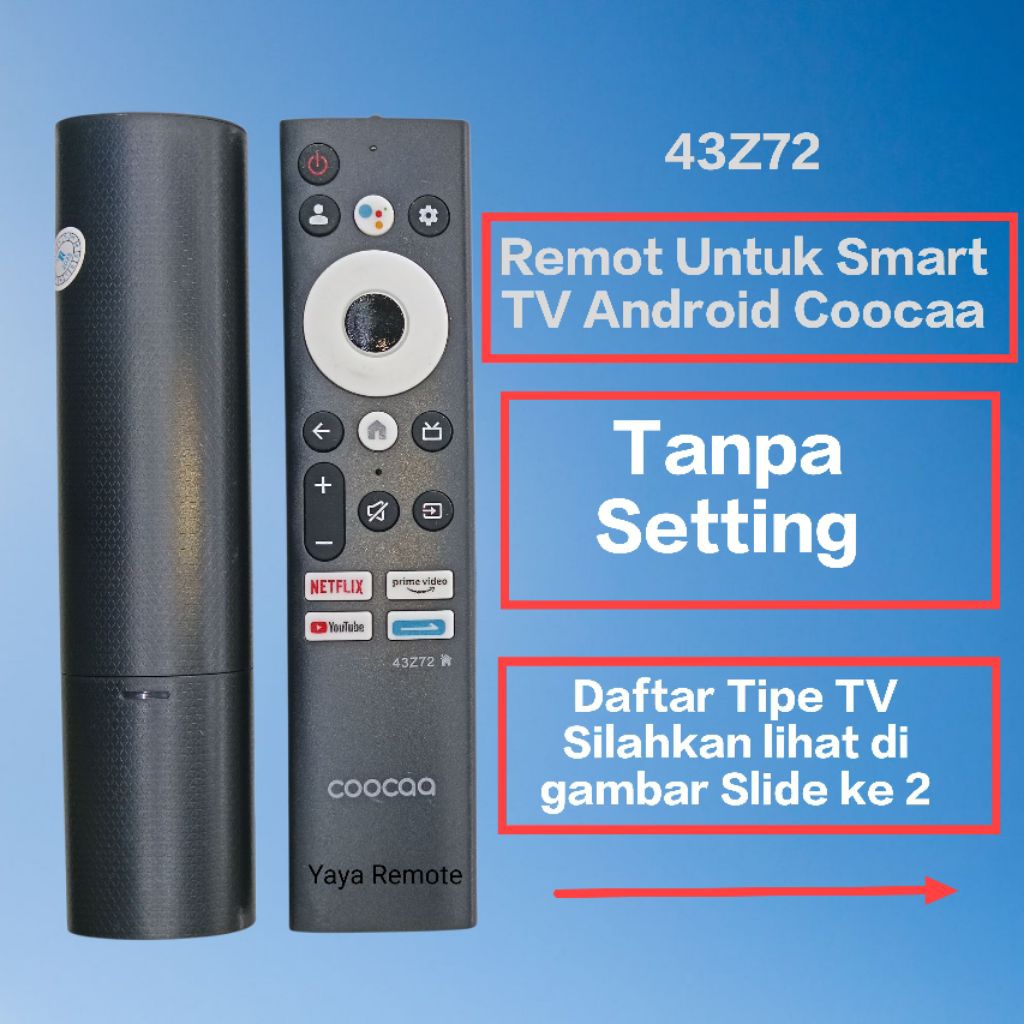 Remote Smart TV Android Coocaa 43Z72