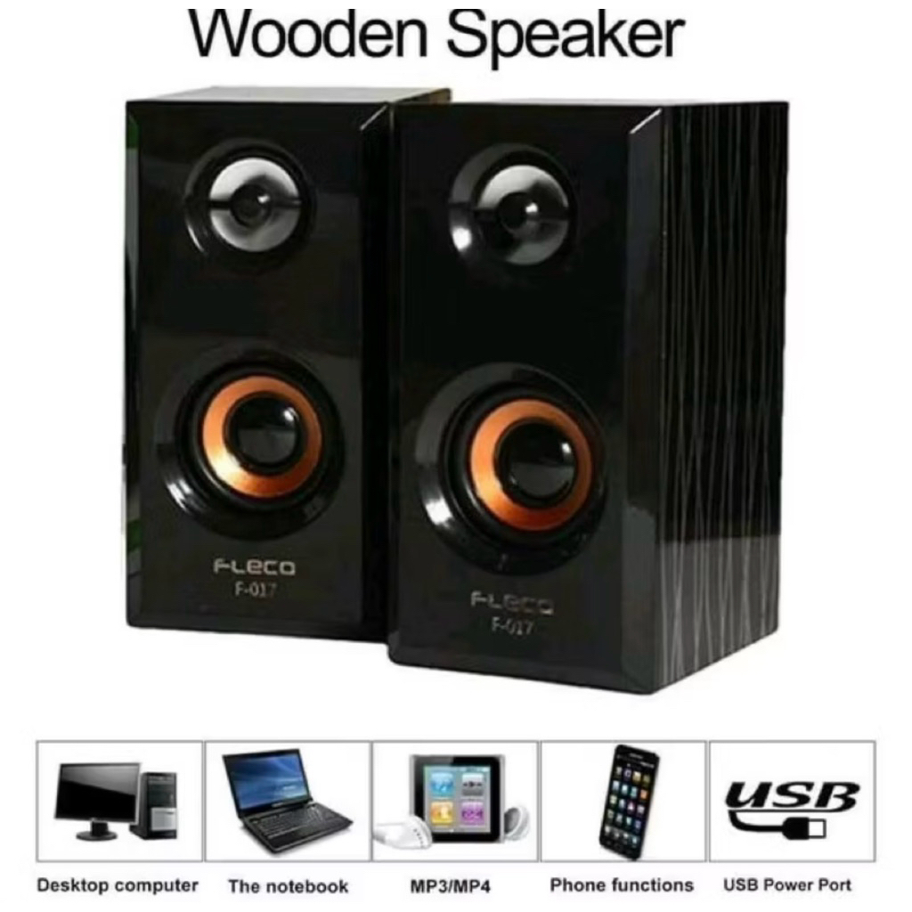 Speaker Fleco F 017 HP Laptop  Fleco F-017 - Speaker Unik Bahan Kayu