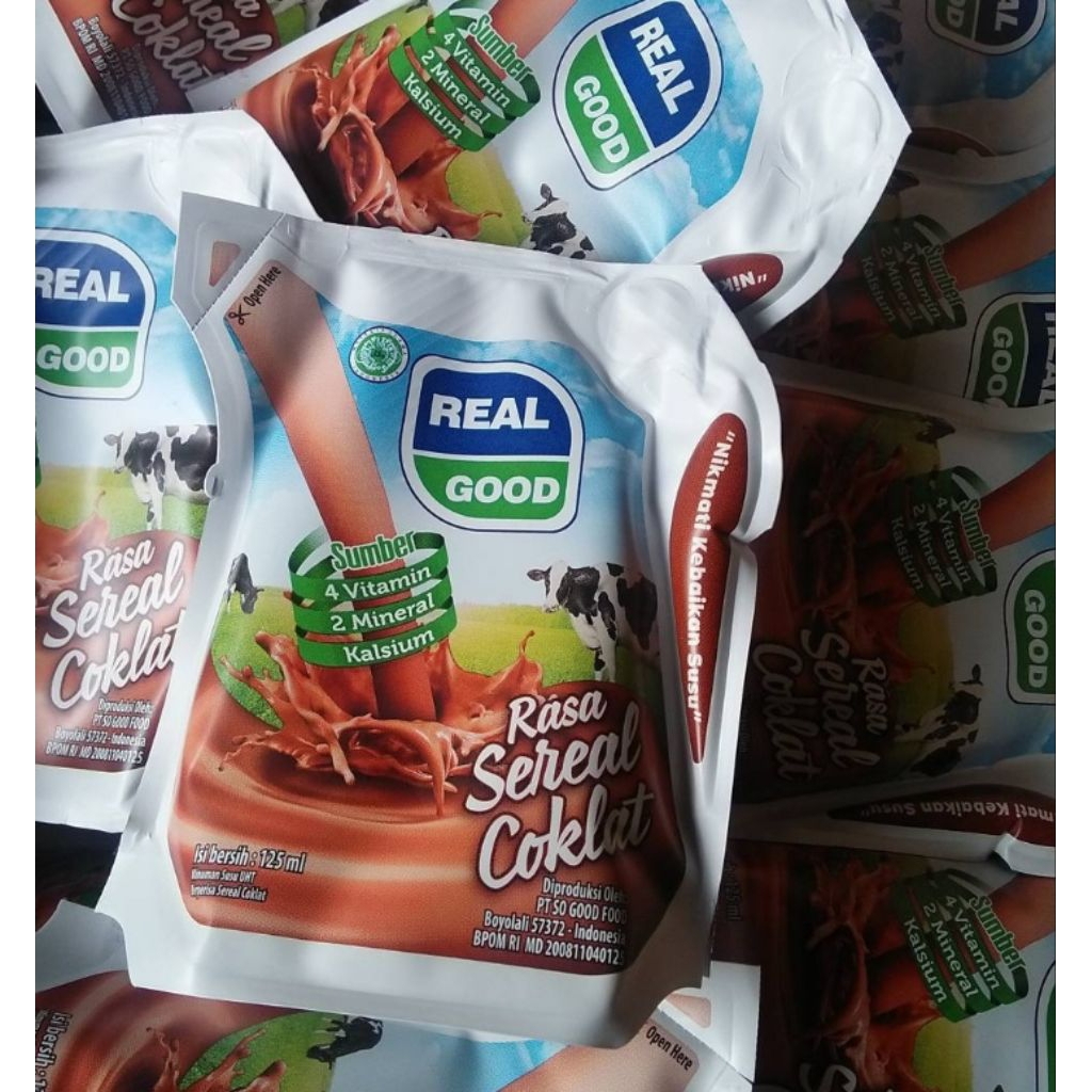 Real Good Susu UHT Sereal Coklat 125 ml Susu Cokelat RealGood Kemasan Pouch 125ml