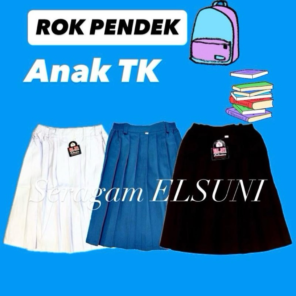 Rok Anak TK Hitam BIRU PUTIH Pendek Rok Sekolah Pendek Warna Putih