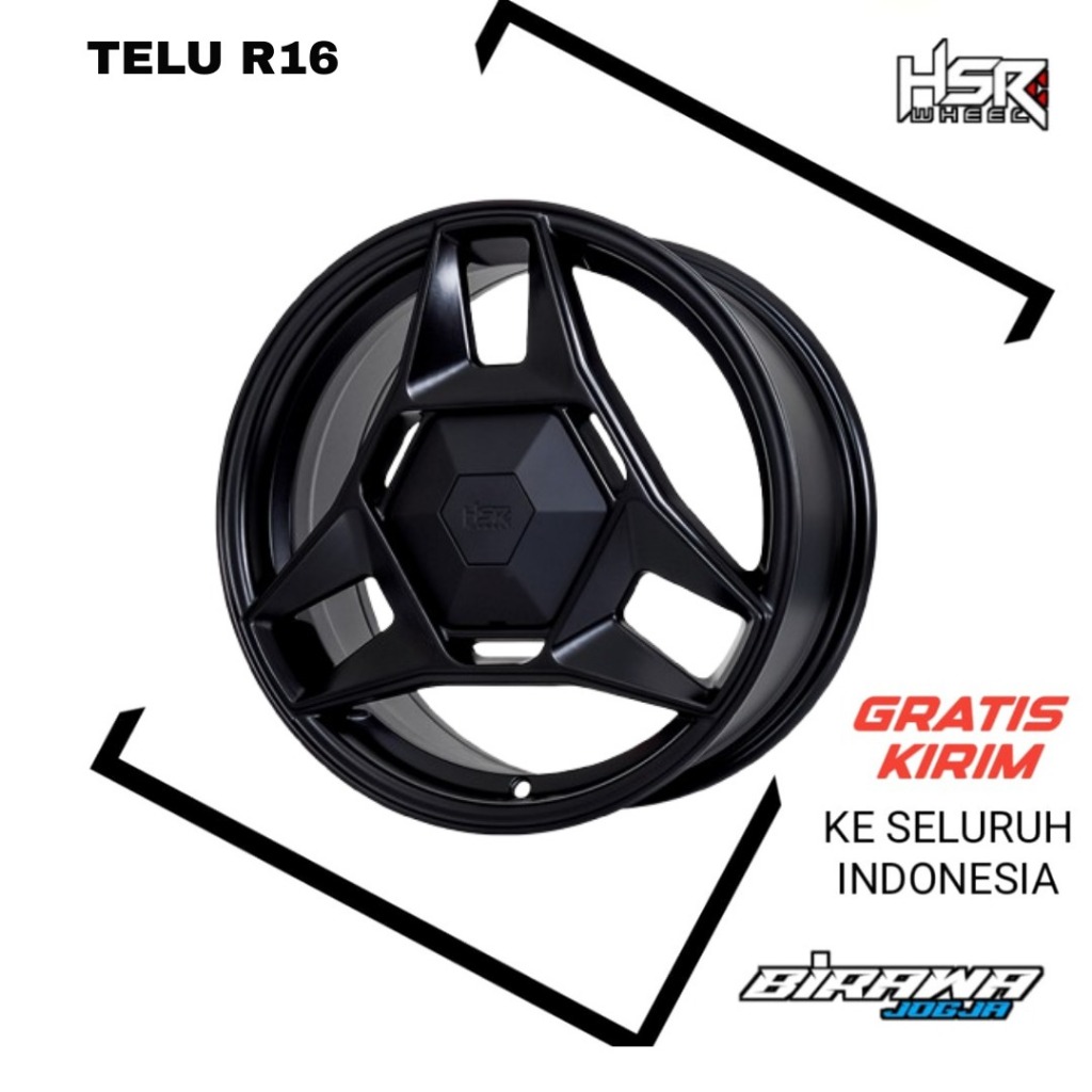 VELG VINFAST VF3, ROCKY RING 16 BLACK PCD 4X100-114.3 VELG RACING ORI HSR TELU R17 PNP AVANZA LIVINA