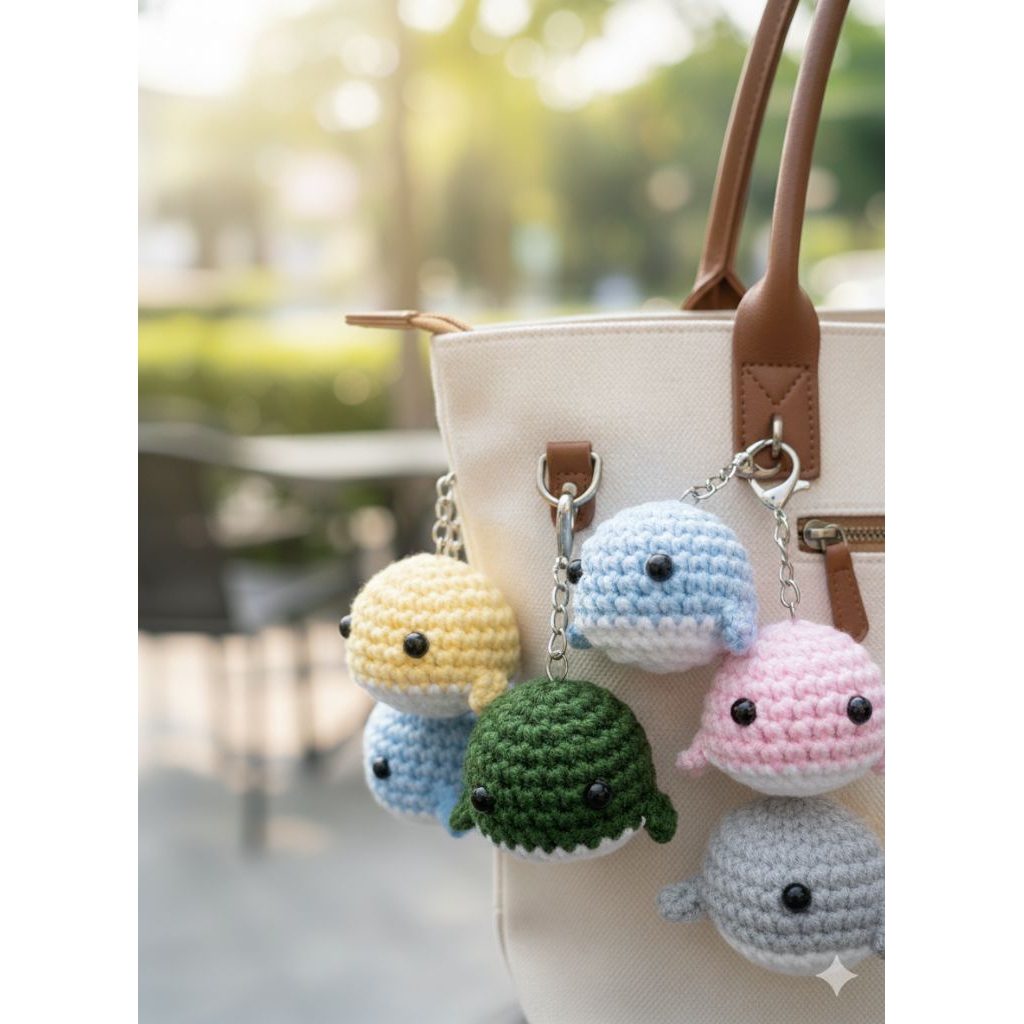 amigurumi paus/gantungan kunci paus/keychain/amigurumi paus rajut
