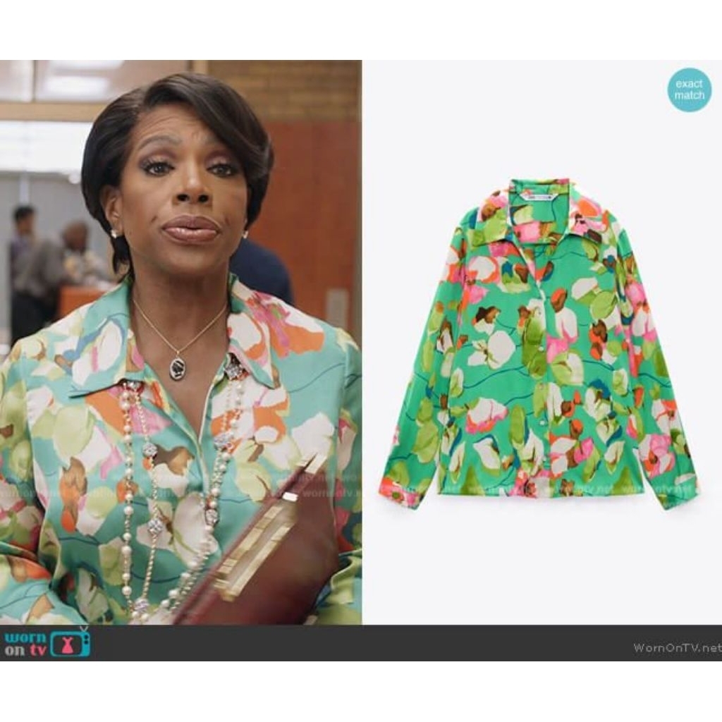 ZARA floral satin shirt