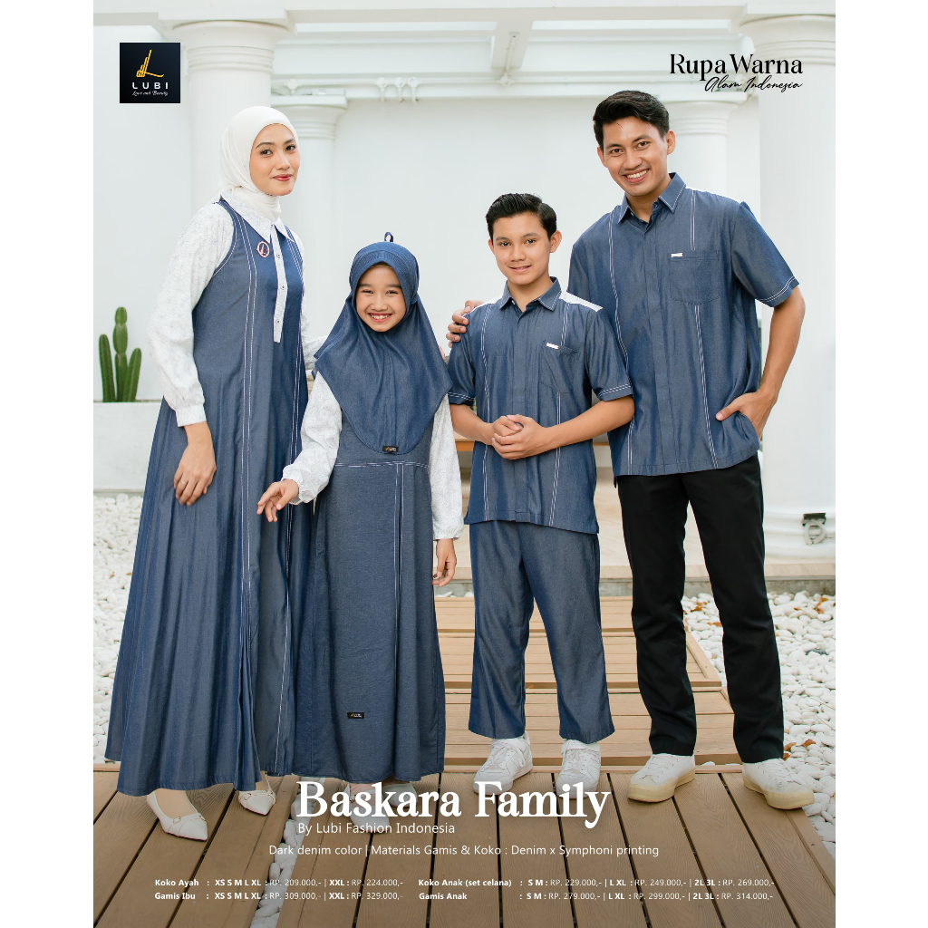 Baju Couple Keluarga BASKARA FAMILY DARK DENIM By Lubi Sarimbit Terbaru 2026 Lubi Gamis Couple Kelua