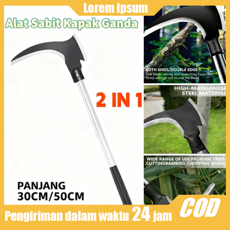 30/40CM Sabit Arit Rumput Baja Alat Panen Padi Potong Rumput Aksesoris Perkebunan Sabit Arit Rumput 