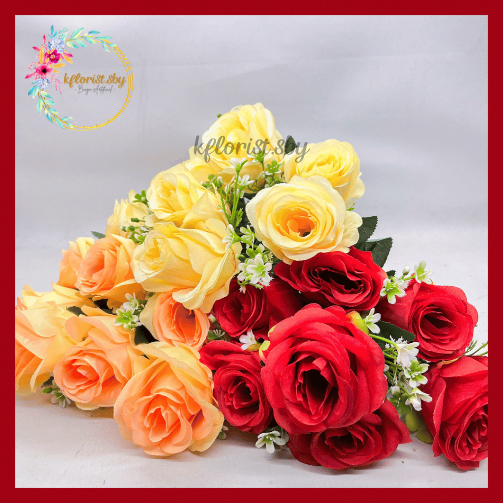 Bunga Mawar Kecil Buket Bunga Artificial BUNGA HIAS DEKORASI BUKET , WEDDING PREMIUM 6 KUNTUM