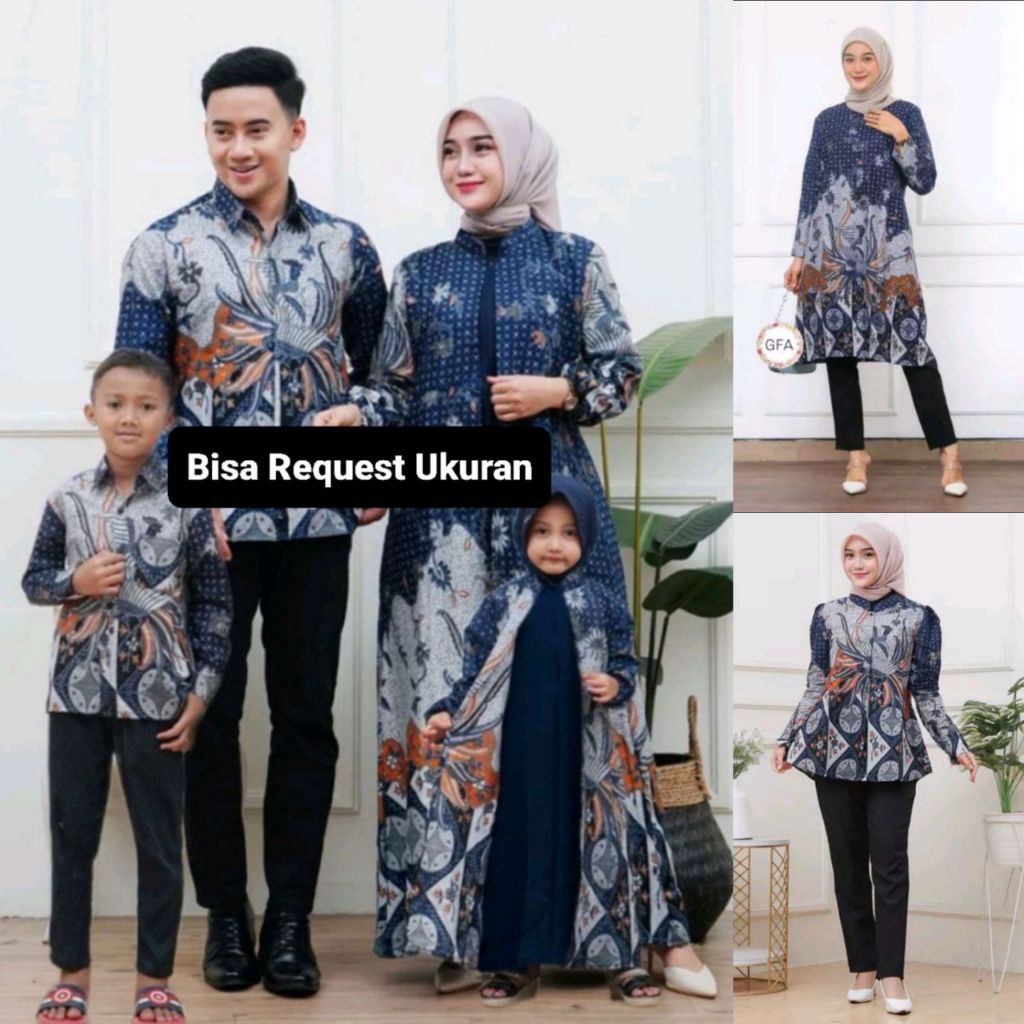 BAJU SERAGAM BATIK COUPLE GAMIS PASANGAN SARIMBIT KELUARGA CUSTOM ANAK BALITA REMAJA CEWEK COWOK / A