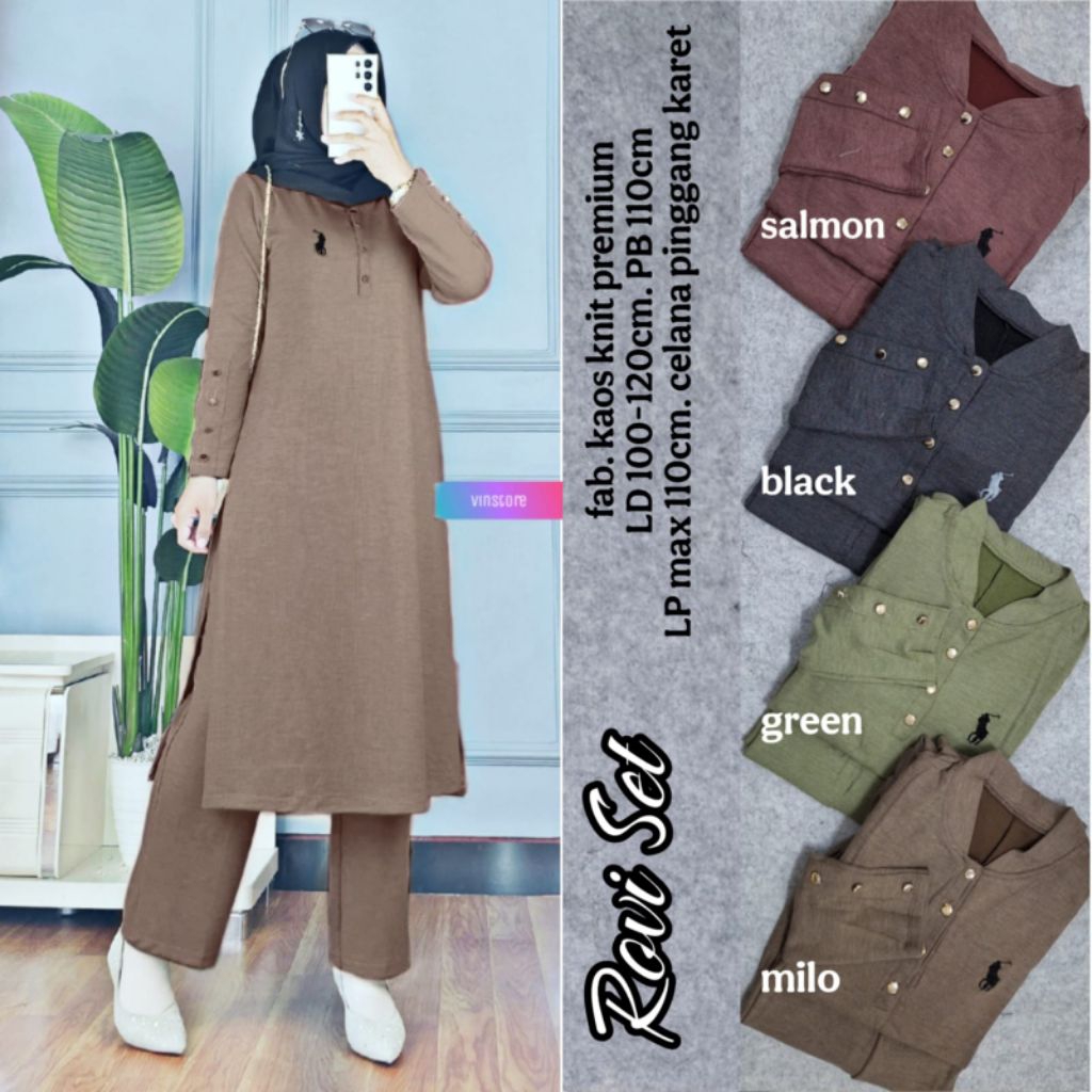 KHAIRA - Setcel Wanita Panjang Terbaru/ Setelan Wanita Tunik dan Celana - Setcel tunik Vinstore