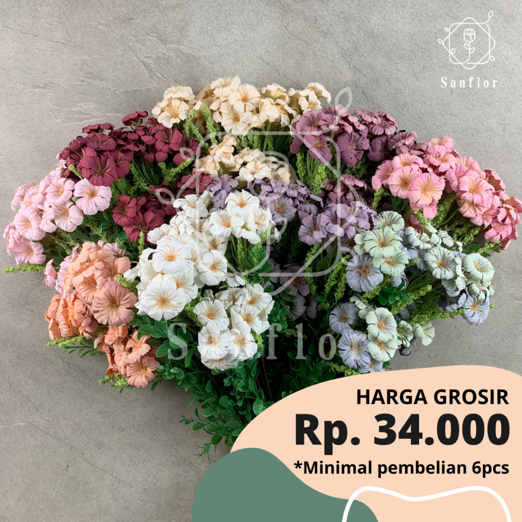 PETUNIA FLOWER K5/ BUNGA ARTIFICIAL/ TANAMAN HIAS PLASTIK/ HIASAN PELAMINAN/ DEKORASI PERNIKAHAN