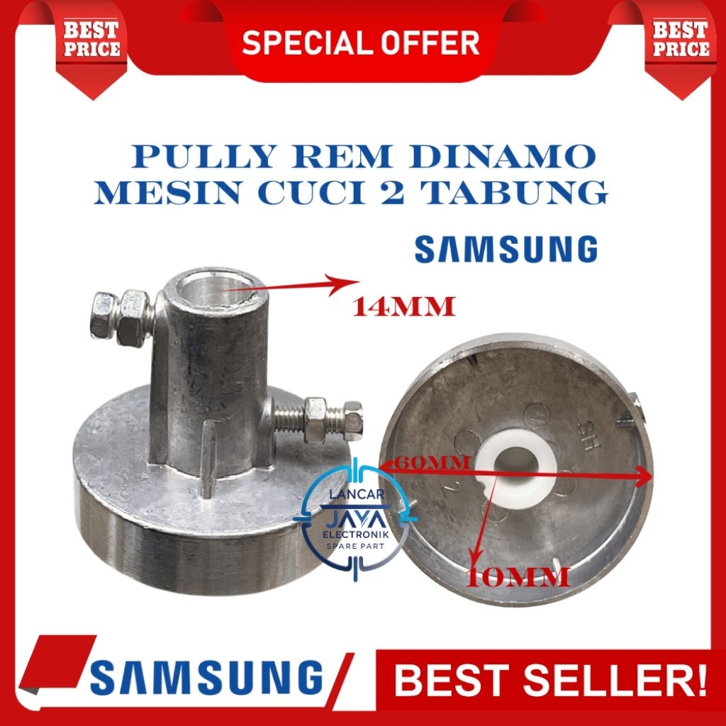 Puli Pengering Samsung 2 Tabung | Pully Dinamo Spin Mesin Cuci As 14mm x 10mm - Top Quality