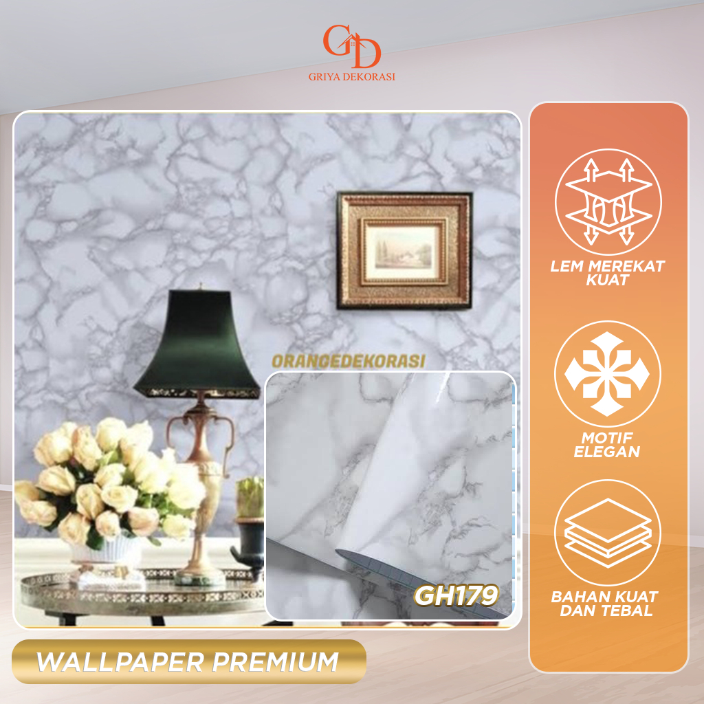 Wallpaper Dinding GH 45 Cm x 8 M Motif Batu Marmer GH179