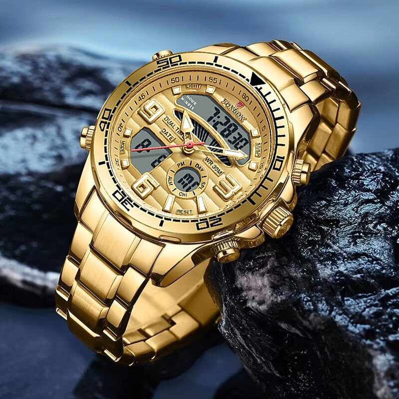 LIGE Original Jam Tangan Pria Watch Men Digital Dual Display Quart Watch For Men Waterproof Luminous