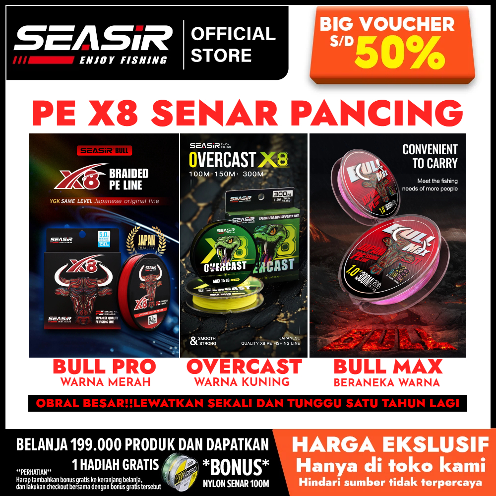 [OFFICIAL] SEASIR x SEAHUNTER PE X8 Senar Pancing BULL PRO, OVERCAST (150M/10-60LB) Redbull Senar 15