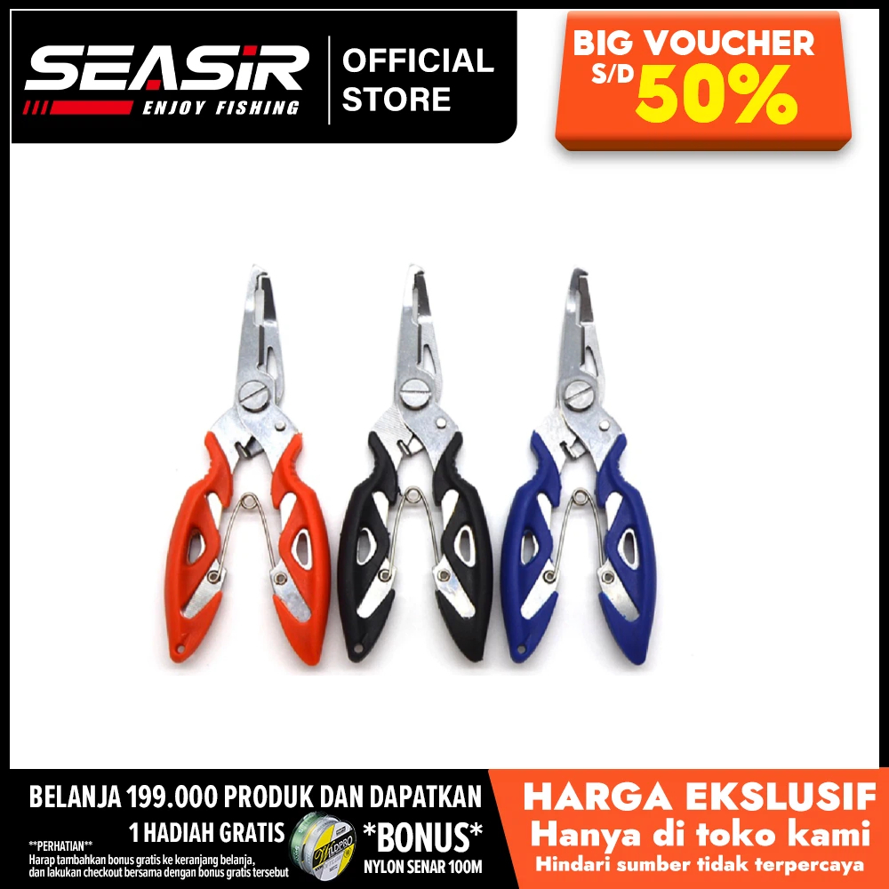 [OFFICIAL] SEASIR Tang Gunting Pancing Multifungsi Aksesori Penjepit Baja Tahan Karat Penghilang Kai