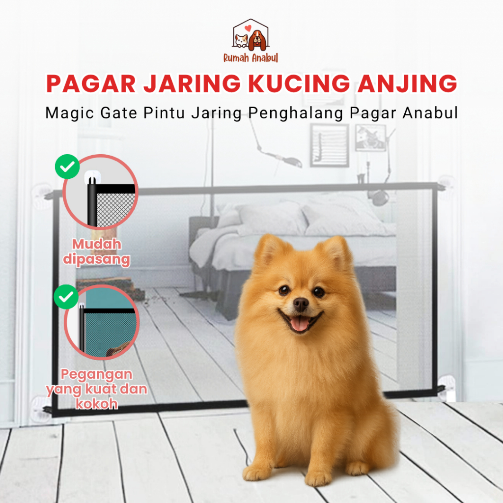Pagar Penghalang HewanPagar Kandang Kucing Anjing Magic Gate Pintu Jaring Penghalang Pagar Anabul