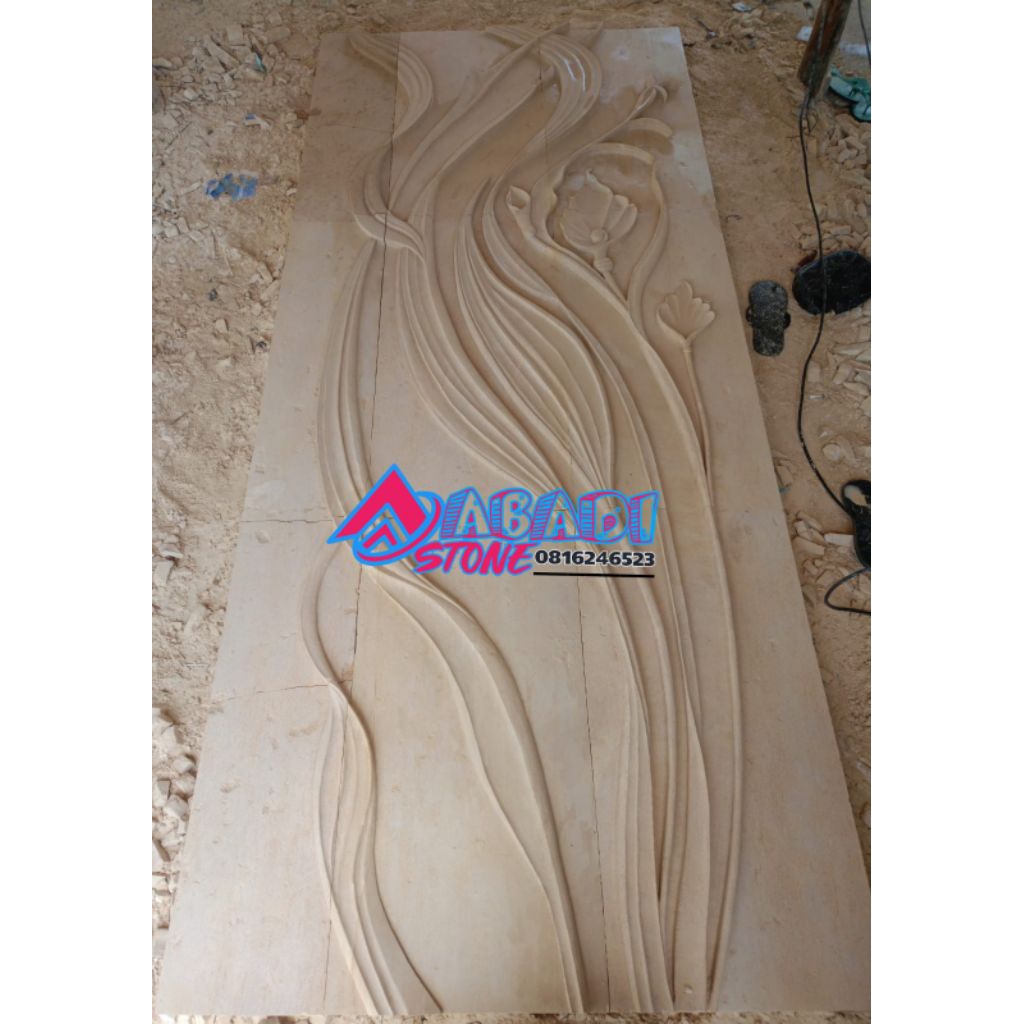 BATU ALAM RELIEF ABSTRAK 1,3x3m TEMPEL DINDING CUSTOM MOTIF