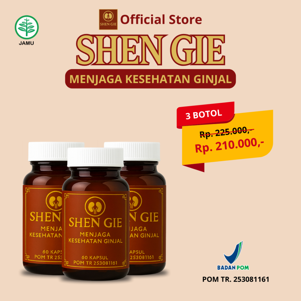 PAKET 3 BOTOL SHEN GIE Bantu Atasi Nyeri Pinggang, Batu Ginjal, dan Ginjal Lemah