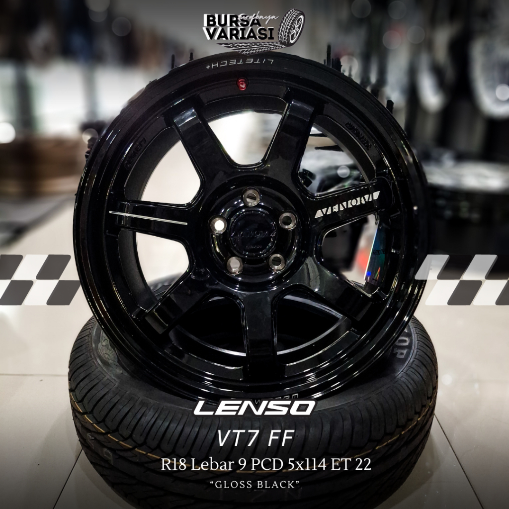 Velg Mobil R18x9 Pcd 5x114 ET 22 Lenso VT 7 - Gloss Black. Velg Innova, Camry, Harrier, Wuling