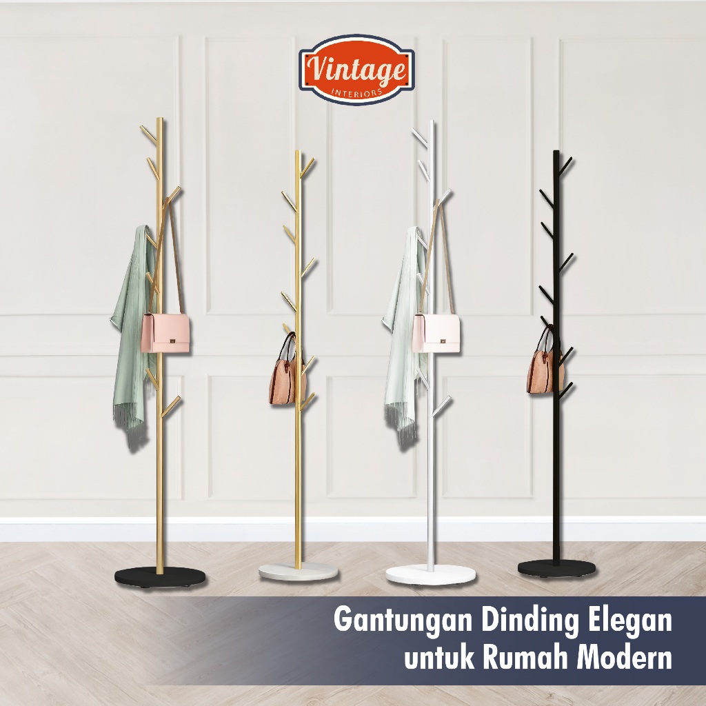 Stand Hanger Besi Gantungan Topi Tas Aesthetic - Stand Hanger Besi Ranting Multifungsi Alas Marmer