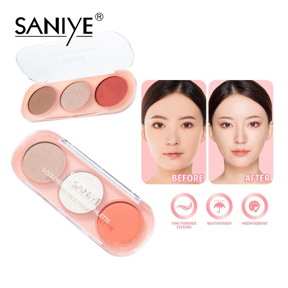 Saniye 3 in 1 Blush, Highlighter, Contour Palette Blush On Glitter  E0358
