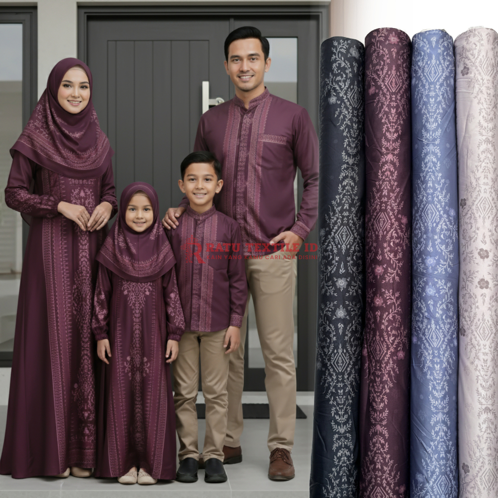 Kain Sarimbit Silk Bahan Seragam Lebaran Keluarga Kain Motif Couple