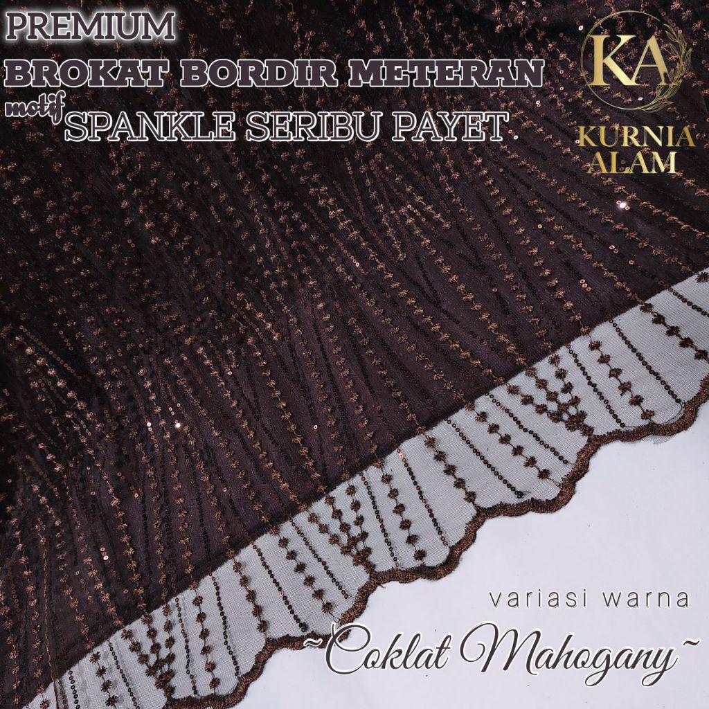 ½ Meter Tille Spankle / Kain Tile Spangle Premium Warna COKLAT MAHOGANY Bahan Brokat Meteran Lebar 1