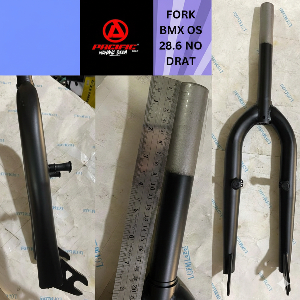 PACIFIC Fork 20" INCH Sepeda BMX Oversize 28.6 No Drat V-BRAKE STEEL Universal HITAM KUAT DAN TEBAL