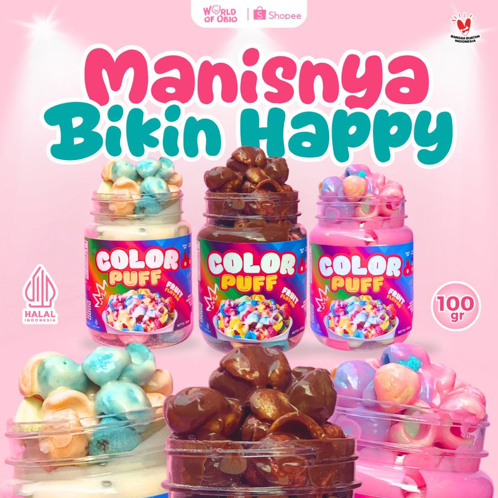 COLOR PUFF MINI COCO CRUNCH RAINBOW | Cemilan Manis Sereal Jajanan Choco Jar Enak