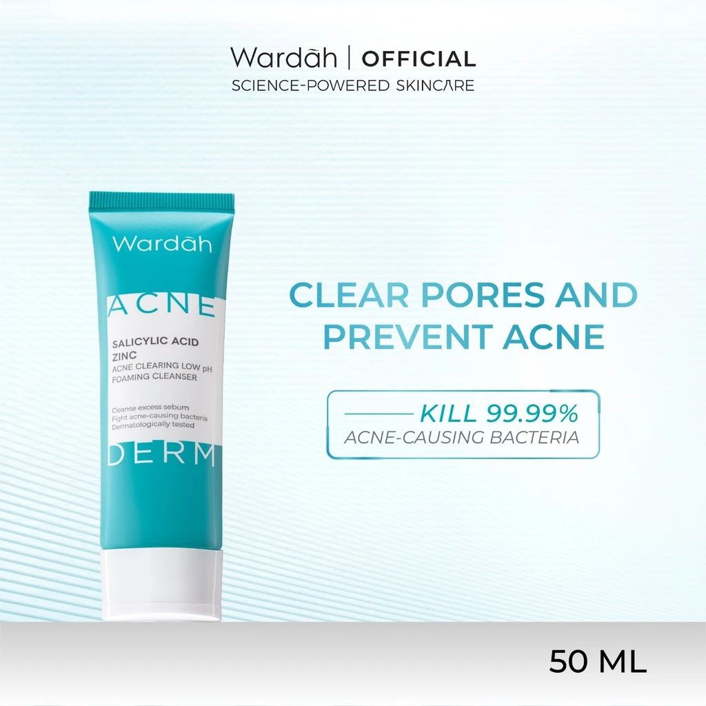 Wardah Acnederm Pure Foaming Cleanser 50ml | Sabun Cuci Muka Anti Jerawat | Pembersih Wajah Oil Cont
