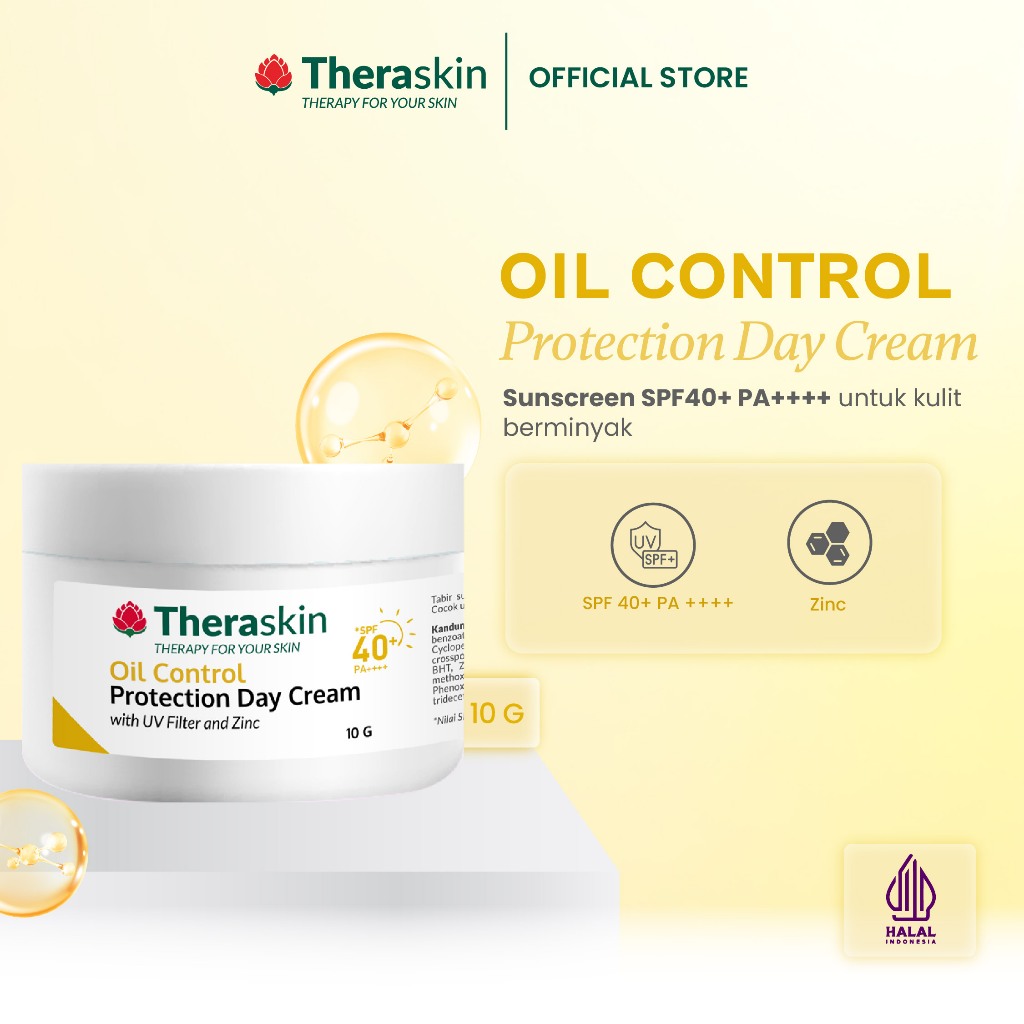 Theraskin BPOM Oil Control Protection Day Cream 10g - Sunscreen Oily Skin SPF40+ PA++++
