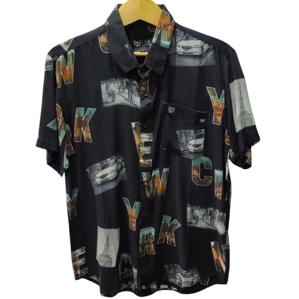 Kemeja Pria Lengan Pendek Tipe Motif Bahan Katun Rayon Ukuran Dewasa Baju Hem Hawai Pantai Filoshop