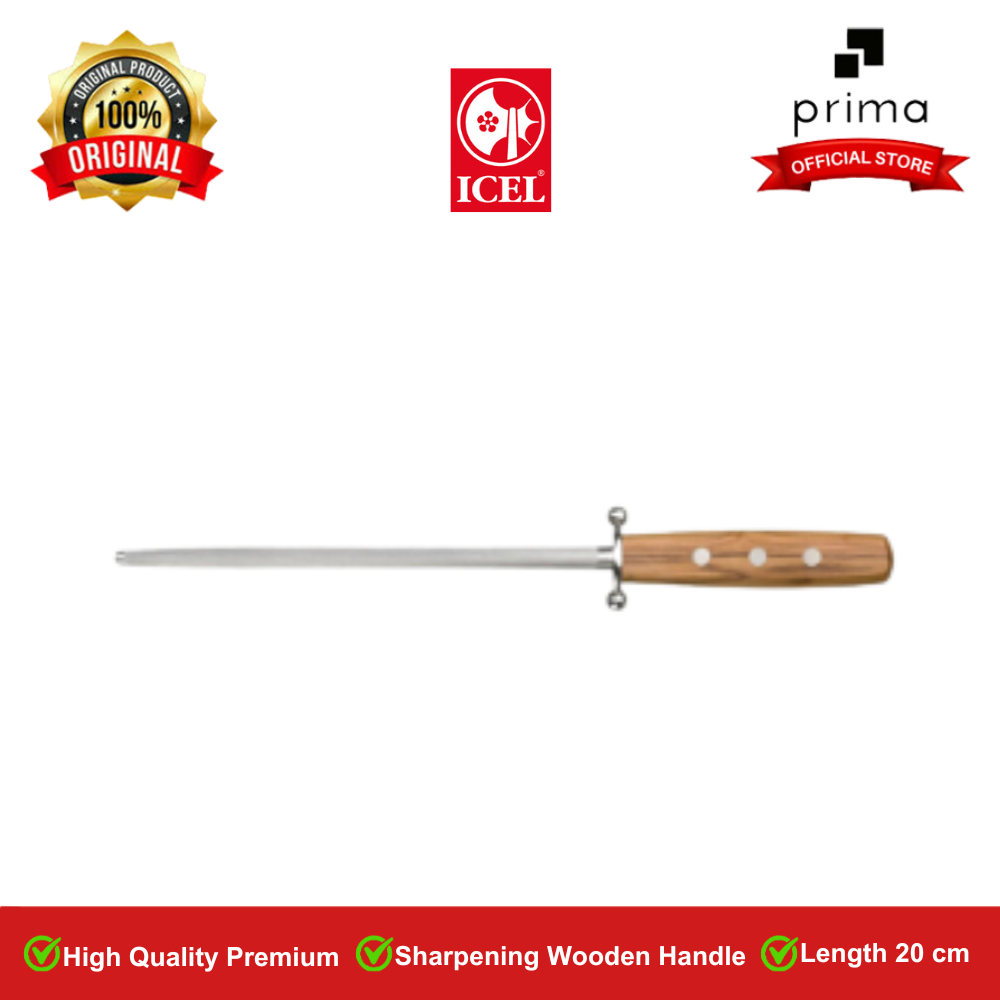 Sharpening Steel 20 cm, Wooden Handle | Pengasah Pisau - ICEL