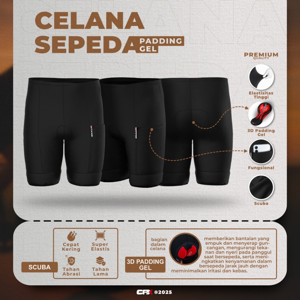 Sepeda Gowes Busa Celana Sepeda Gowes Busa Padding Gel Elastis Pria Wanita Celana Ketat Balap Roadbi