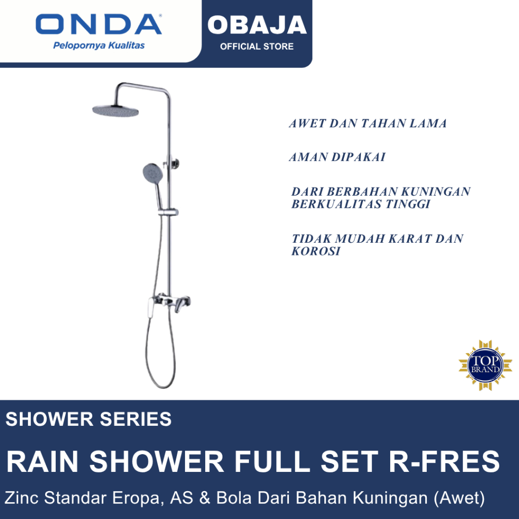 Onda Rain Shower Full Set R Fres Onda / Satu Set Tiang Shower R Fres Onda