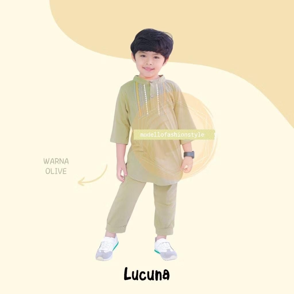 Baim - Baju Koko setelan anak 1 2 3 4 5 Tahun katun premium warna hijau ijo green olive oliv