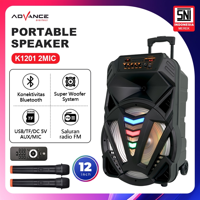 Advance 12" Speaker AKtif  Portable Bluetooth Meeting Tws Gratis Mic Wireless K1201N
