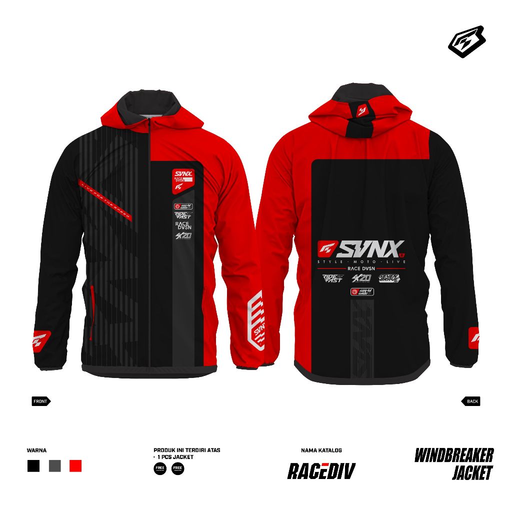 JAKET HOODIE SVNX PREMIUM JAKET WATERPROOF SVNX PREMIUM RACEGEAR
