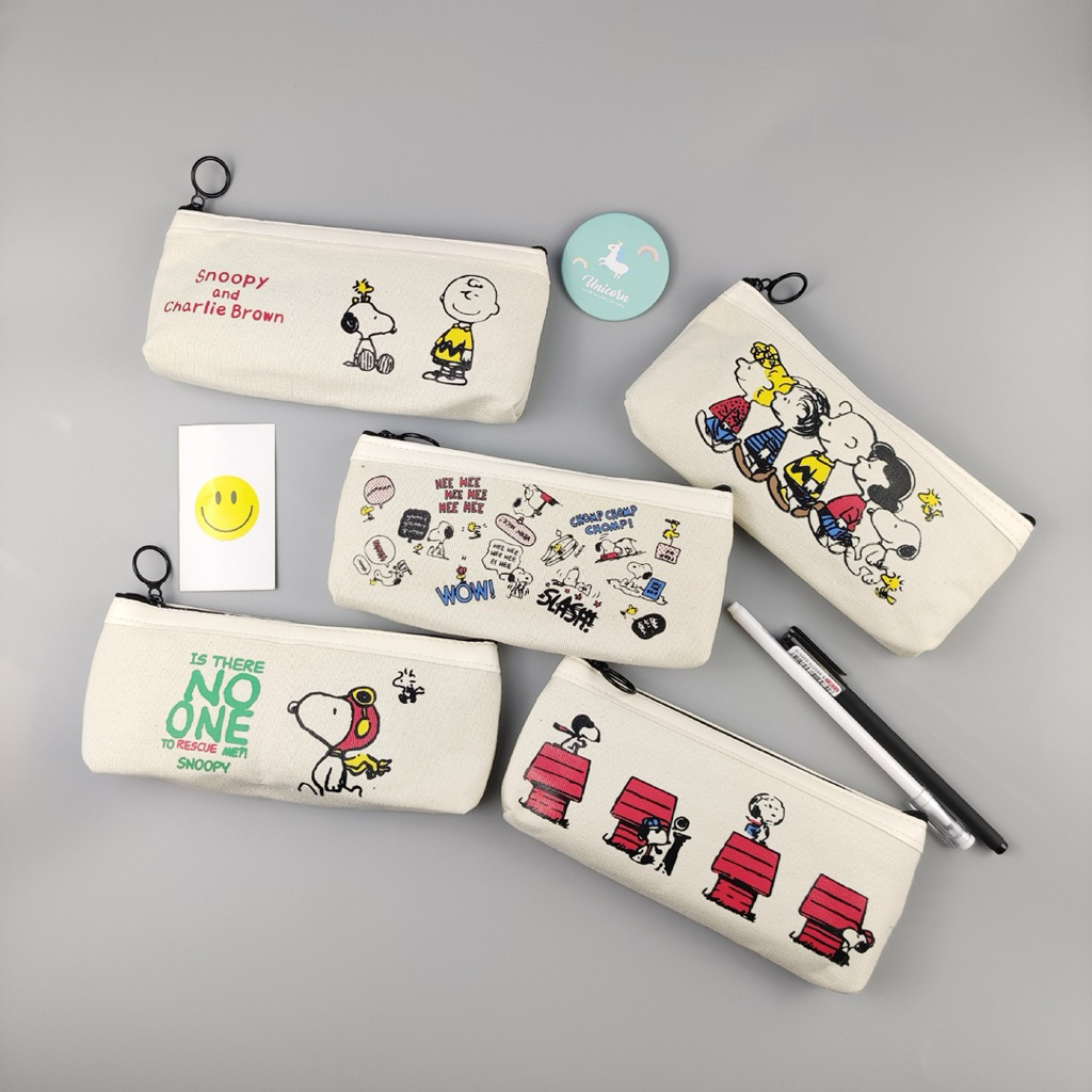 MY LITTLE BERRY - Pencil Case Charlie Brown Snoopy - Kotak Pensil Snoopy - Tempat Pensil Kanvas - Po